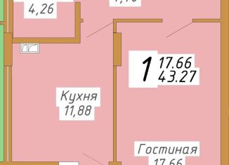 Однокомнатная квартира на продажу, 41.5 м2, Ульяновск, проспект Маршала Устинова, 29, ЖК Прибрежный Спецмашстрой