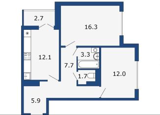 Продаю двухкомнатную квартиру, 59.8 м2, посёлок Отрадное, Весенняя улица, 2