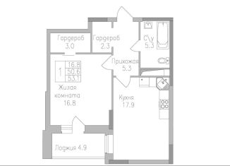 Продам 1-комнатную квартиру, 53.1 м2, Липецкая область