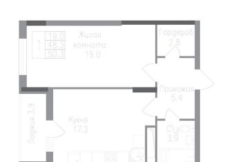 Продам 1-комнатную квартиру, 50.3 м2, Липецкая область