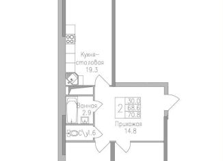 Продам 2-комнатную квартиру, 70.8 м2, Липецк
