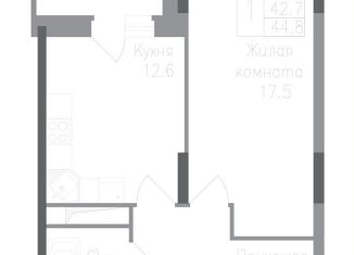 Однокомнатная квартира на продажу, 44.8 м2, Липецк