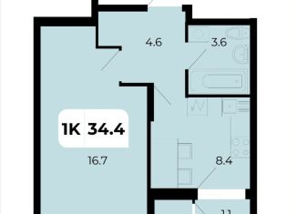 Продается однокомнатная квартира, 34.4 м2, поселок Верхнетемерницкий, улица Венеры, 19/2
