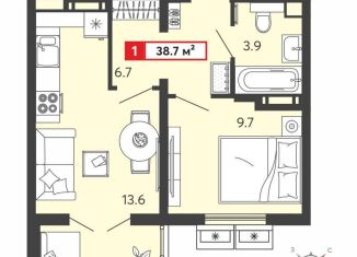 Продажа 1-ком. квартиры, 38.7 м2, село Засечное, ЖК Радужные Дворы, Алая улица, с74