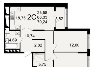 Продаю 2-ком. квартиру, 70.2 м2, Рязань, Октябрьский район, Льговская улица, 8