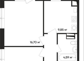 Продажа двухкомнатной квартиры, 55.4 м2, поселок городского типа Заозерное