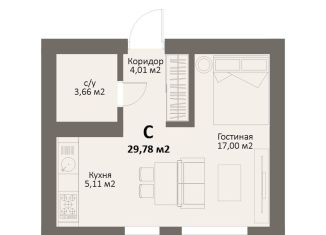 Однокомнатная квартира на продажу, 29.8 м2, Челябинская область