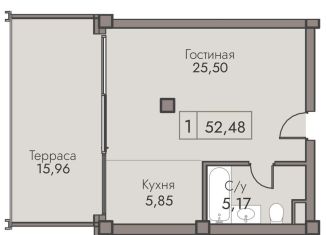Продам однокомнатную квартиру, 52.5 м2, Крым, улица Мухина, 17А