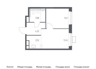 Двухкомнатная квартира на продажу, 32.6 м2, Московская область, жилой комплекс Прибрежный Парк, 9.2