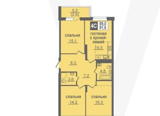 Продаю 4-ком. квартиру, 91.6 м2, Новосибирская область