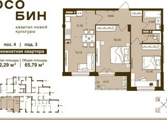 Продажа 3-комнатной квартиры, 65.8 м2, Брянская область