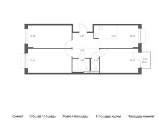 Продается трехкомнатная квартира, 81.2 м2, Москва, жилой комплекс Новое Внуково, к27