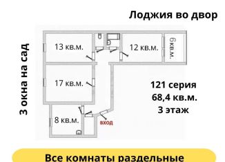 Продается 3-ком. квартира, 68.4 м2, Челябинск, улица 250-летия Челябинска, 9, Калининский район