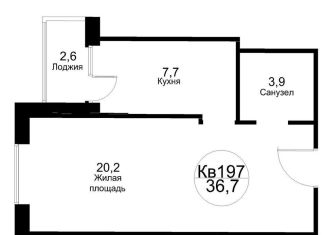 Однокомнатная квартира на продажу, 36.6 м2, рабочий посёлок Тучково, Москворецкая улица, 2к1