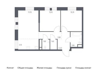 Трехкомнатная квартира на продажу, 54.5 м2, Москва, Шоссейная улица, 90с59, метро Марьино