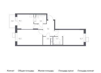Продажа 2-комнатной квартиры, 58.1 м2, деревня Середнево, квартал № 23, 4-5