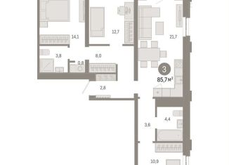 Продажа трехкомнатной квартиры, 85.7 м2, Москва, ВАО