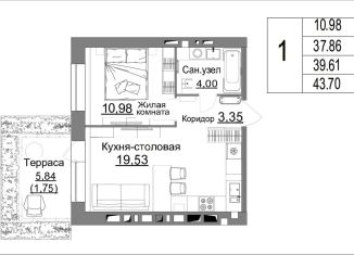 Продается 1-ком. квартира, 39.6 м2, Калужская область