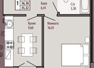 1-комнатная квартира на продажу, 37.7 м2, Калининград, Иркутская улица, 4