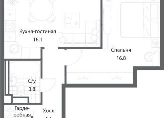 Продам однокомнатную квартиру, 43.8 м2, Москва, ЮАО, жилой комплекс Нагатино Ай-Ленд, к1
