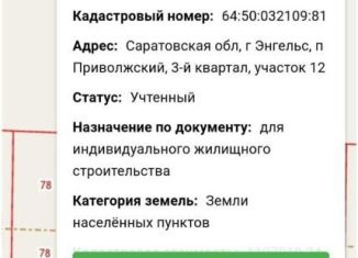 Продажа участка, 12 сот., рабочий поселок Приволжский