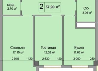 Продам 2-комнатную квартиру, 57.8 м2, Нальчик, Кабардинская улица, 208
