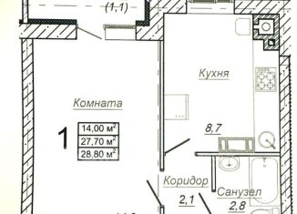 Продам однокомнатную квартиру, 28.4 м2, Волгоградская область, улица имени Старшего Лейтенанта Токарева, 9