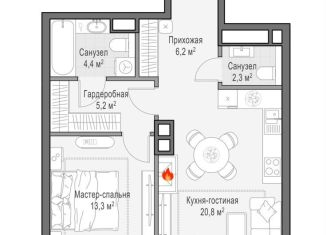 Продаю однокомнатную квартиру, 53.6 м2, Москва, Электрический переулок, 1с14, станция Белорусская
