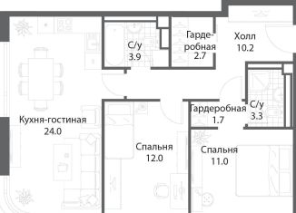 Продам двухкомнатную квартиру, 68.6 м2, Москва, жилой комплекс Нагатино Ай-Ленд, к1, ЖК Нагатино Ай-Ленд