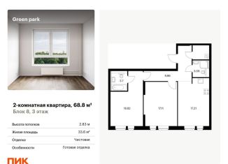 Продам 2-комнатную квартиру, 68.8 м2, Москва, Берёзовая аллея, 17к2, ЖК Грин Парк