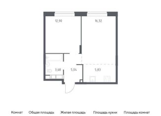 Продается однокомнатная квартира, 43.8 м2, Московская область, жилой квартал Новоград Павлино, к33