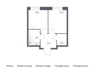1-комнатная квартира на продажу, 32.6 м2, Москва, Октябрьская улица, 98, метро Рижская