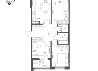 Продажа трехкомнатной квартиры, 74.8 м2, Омская область, микрорайон Зелёная Река, 7