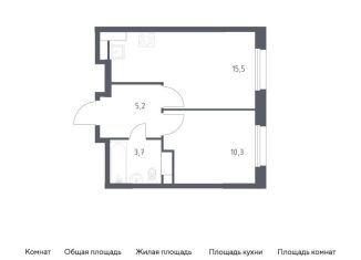 1-комнатная квартира на продажу, 34.7 м2, Москва, жилой комплекс Эко Бунино, 14.2