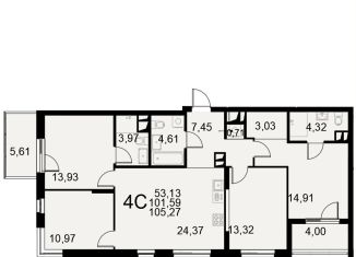 Продам четырехкомнатную квартиру, 105.3 м2, Тула, Центральный территориальный округ, Хлебная площадь