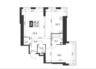 Продам двухкомнатную квартиру, 73.2 м2, Москва, метро Новаторская, улица Академика Волгина, 2с1