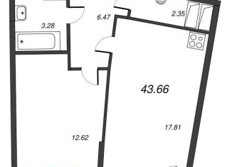 Продажа однокомнатной квартиры, 46.3 м2, Мурино