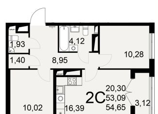 Двухкомнатная квартира на продажу, 54.7 м2, Тульская область