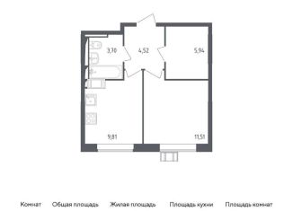Продам однокомнатную квартиру, 35.5 м2, деревня Мисайлово, микрорайон Пригород Лесное, к5.1