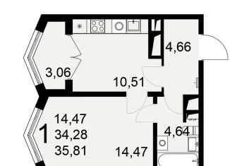 Продажа 1-комнатной квартиры, 35.8 м2, Тульская область