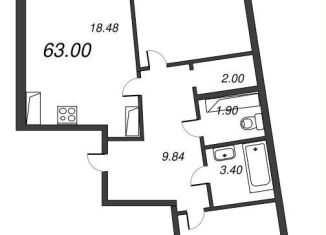 Продам двухкомнатную квартиру, 64.7 м2, Ленинградская область