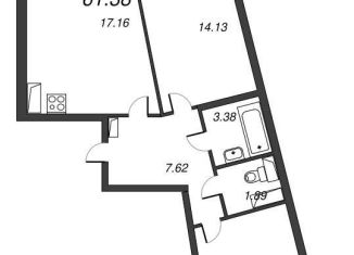 2-комнатная квартира на продажу, 63.3 м2, Мурино