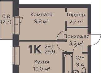 1-комнатная квартира на продажу, 29.9 м2, Пермь