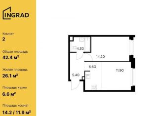 Продается двухкомнатная квартира, 42.4 м2, Мытищи, жилой комплекс Белый Grad, к11.2