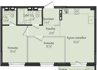 Продажа 2-комнатной квартиры, 54.2 м2, Удмуртия, жилой комплекс Город Оружейников, 20