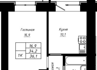 Продам 1-комнатную квартиру, 36.1 м2, Барнаул, Индустриальный район