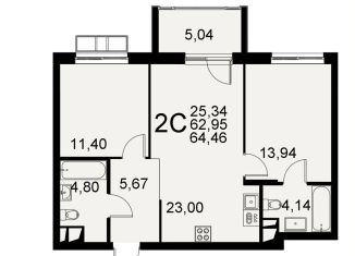 Продается двухкомнатная квартира, 64.5 м2, Тула, Хлебная площадь