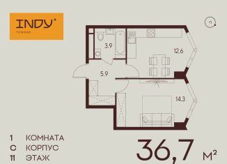 Продается однокомнатная квартира, 36.7 м2, Москва, Хорошевский район