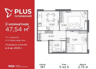 Продажа двухкомнатной квартиры, 47.5 м2, Санкт-Петербург, Московский район