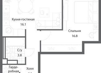 Продажа 1-комнатной квартиры, 43.8 м2, Москва, метро Коломенская, жилой комплекс Нагатино Ай-Ленд, к1